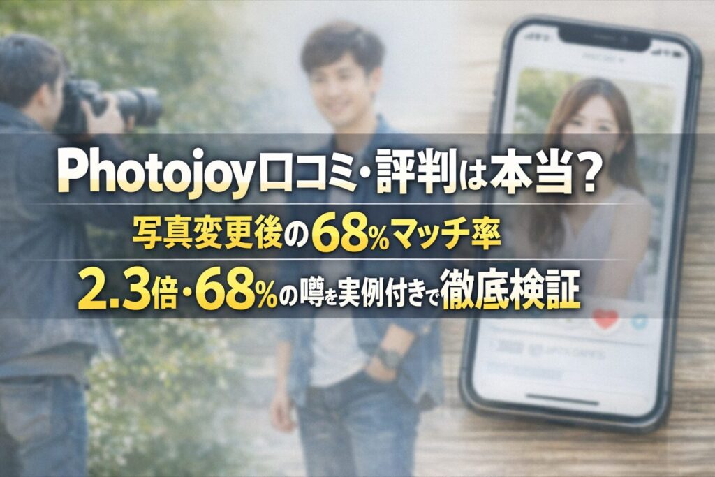 Photojoy口コミ・評判は本当？｜写真変更後の68％マッチ率2.3倍・68％の噂を実例付きで徹底検証